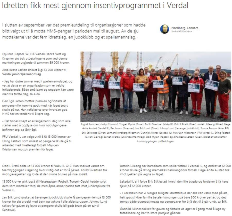 Leksdal IL mottok HMS penger
